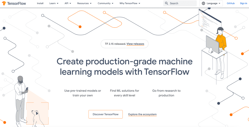 TensorFlow, an open-source machine learning framework, provides tools for building and training sentiment analysis models, including neural networks